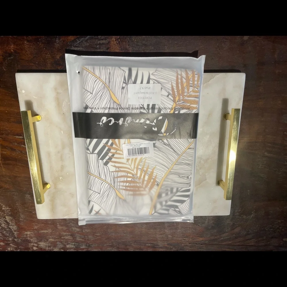 NWT iPad cover for iPad 9.7, iPad Air 2, iPad gen 5 and 6. Black, white, & gold